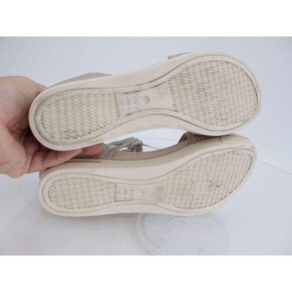 Eileen Fisher Shea Metallic Crisscross Comfort Sandals Size 7 Silver Leather - Picture 7 of 11